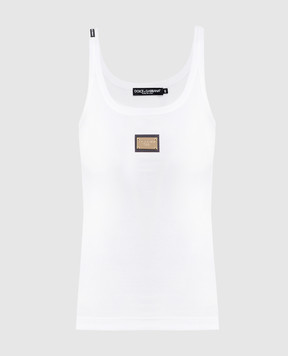 Dolce&Gabbana Білий топ в рубчик з логотипом F8U31TFU7AV