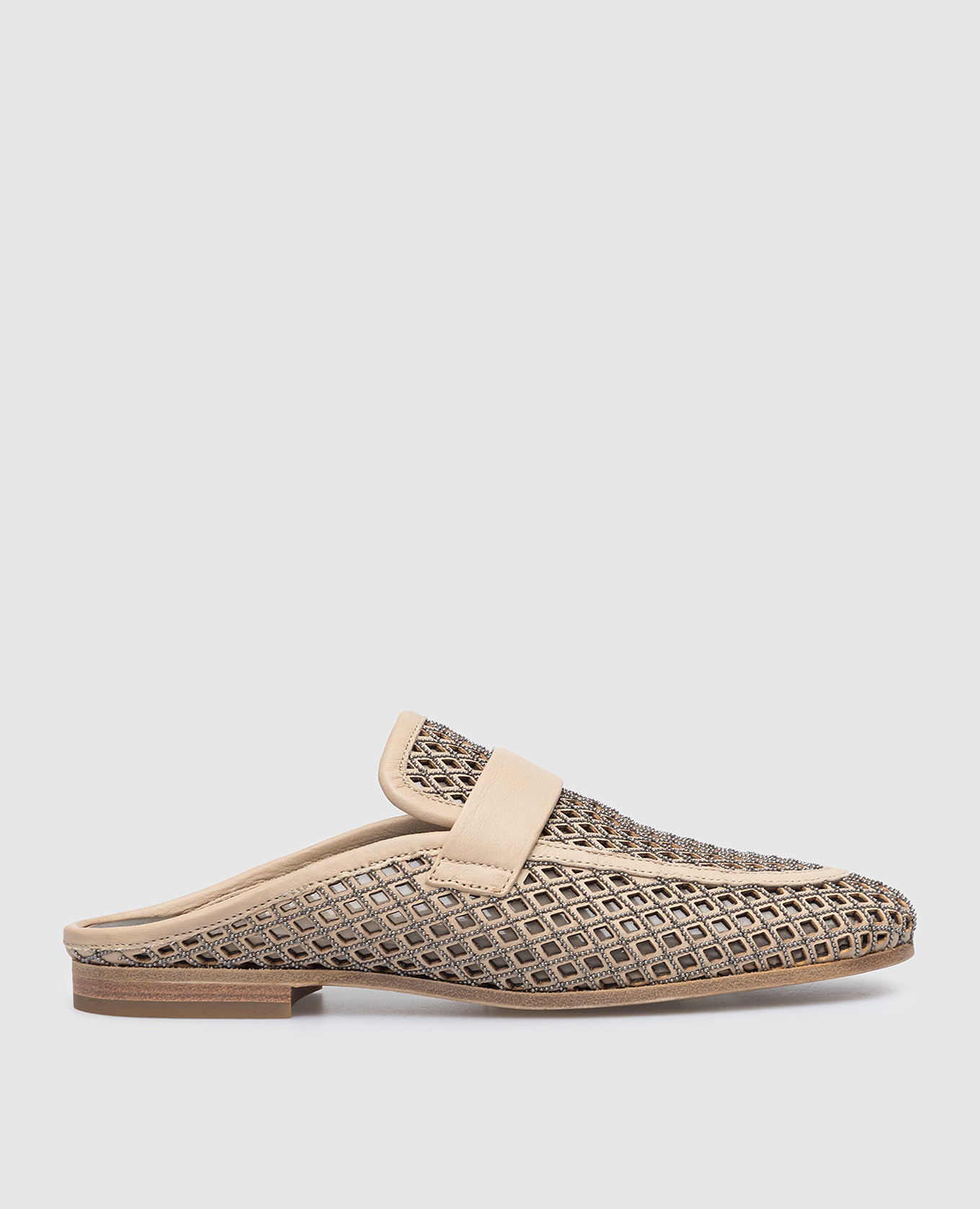 

Кожаные коричневые мюли с цепочкой мониль, Коричневый, Мюли