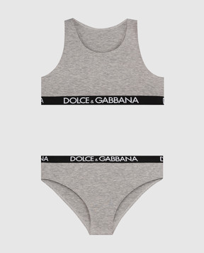 Dolce&Gabbana Детский серый набор из топа и трусиков L5J713FUGNE