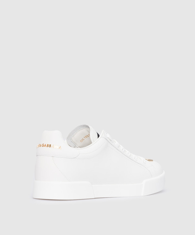 Dolce&Gabbana Белые кожаные кеды Portofino с металлическим логотипом DG CK1602A1065 изображение 3