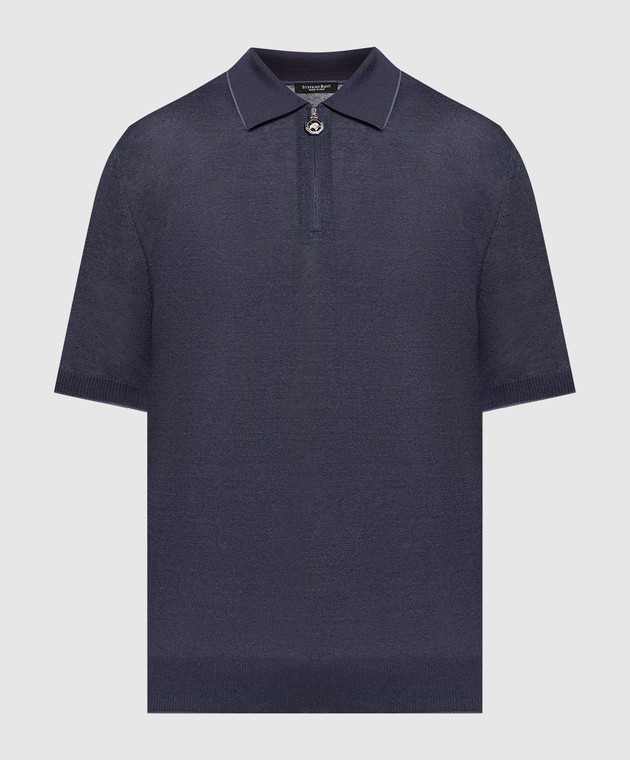 Stefano Ricci Blue linen and silk polo shirt K616328P31F23241