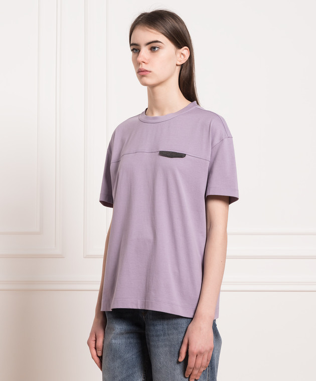 Brunello Cucinelli Purple t-shirt with monil chain M0A45EE510 изображение 3
