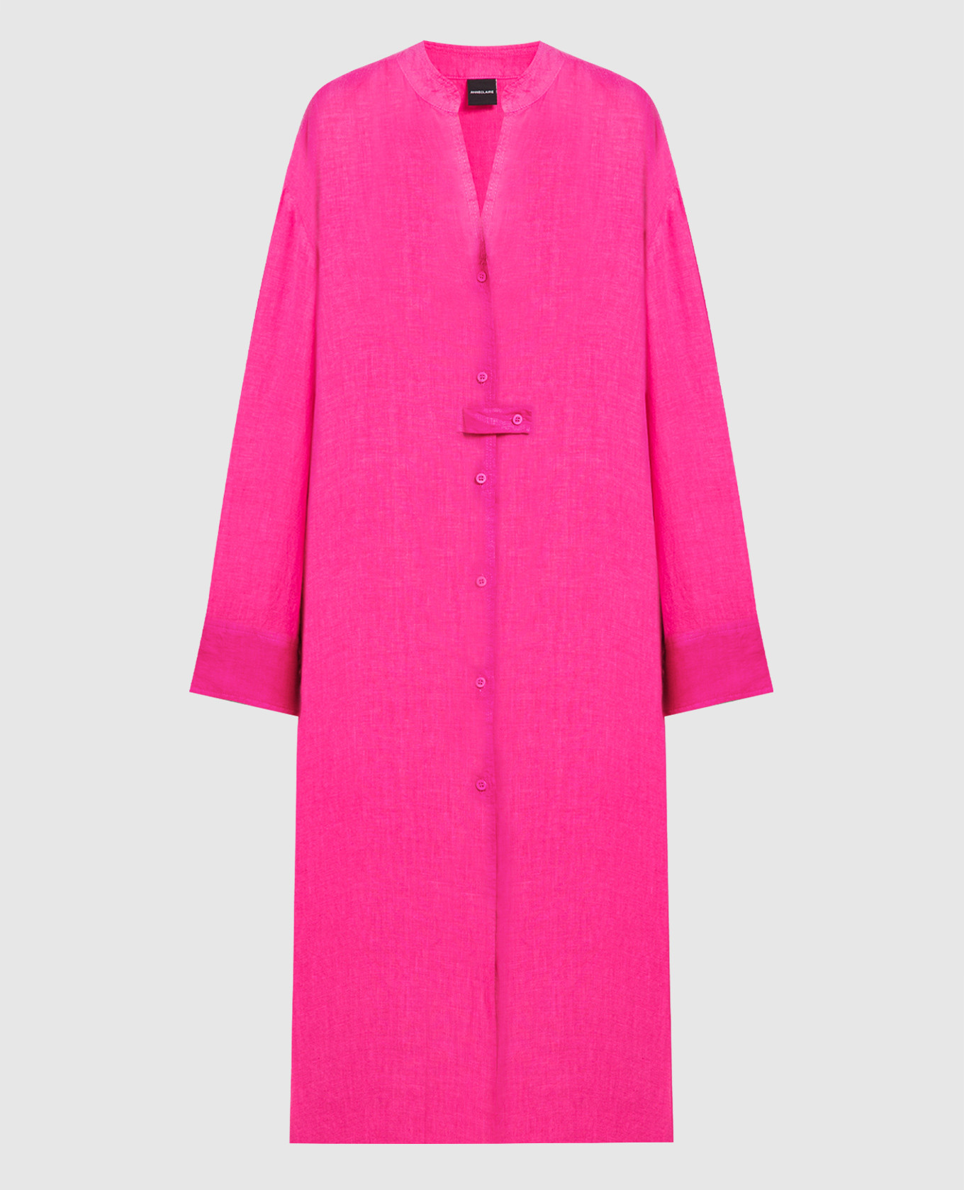 

Розовое платье-рубашка из льна, Розовый, Повседневные платья