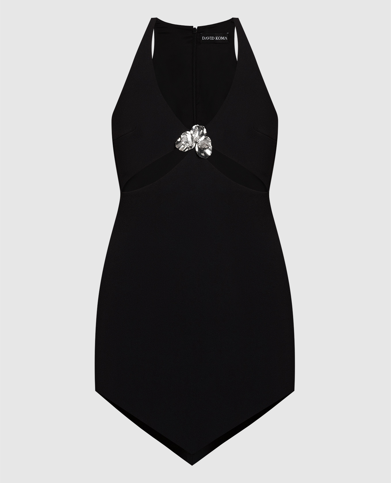 

Черное платье мини с металлической деталью в виде ириса, Черный, Коктейльные платья