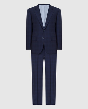 Stefano Ricci Темно-синий костюм из шерсти в узор M5SF432220DG05HC