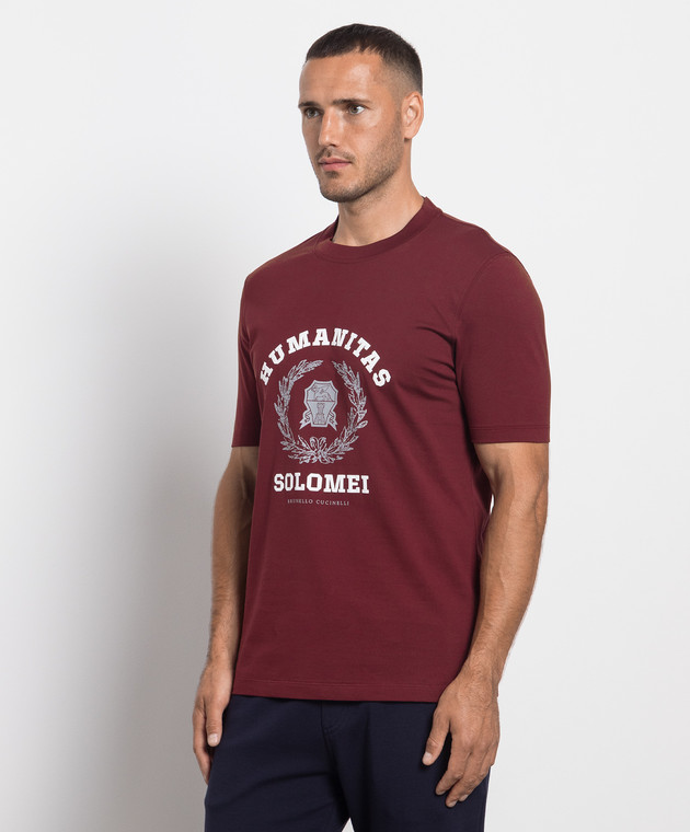 Brunello Cucinelli Burgundy t-shirt with logo print M0T618452 image 3
