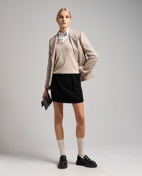 Brunello Cucinelli Бежевый пуловер из кашемира с цепочкой мониль M12144402P