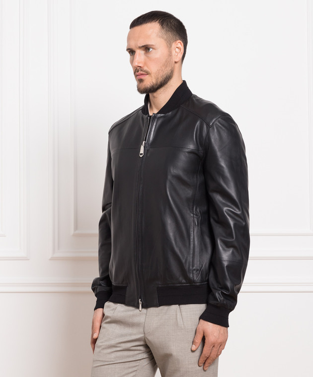 Enrico Mandelli - Black leather bomber jacket A6T9095921 buy at Symbol