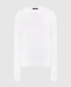 Dolce&Gabbana Белый джемпер из шелка в тканом узоре. GXP80TJBSC5