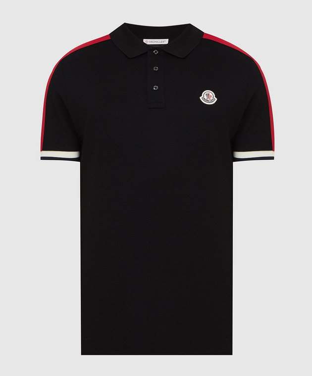 Moncler - Черное поло с узором 8A0001484673 купить в Symbol