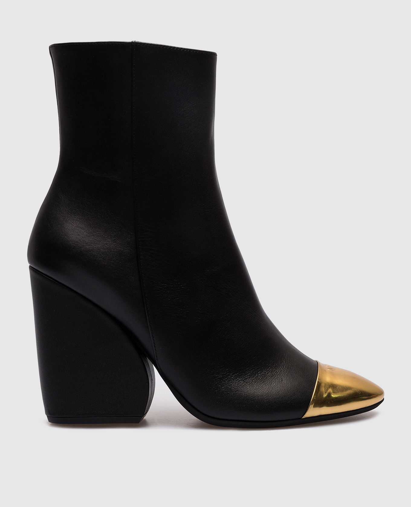 Black leather ankle boots with logo