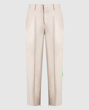 Off-White Бежевые брюки из шерсти OMCA248F22FAB001