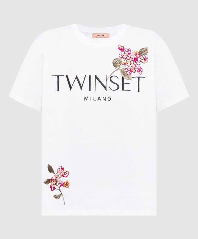 Twinset White T-shirt with embroidery 231TP2780