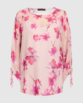 Marina Rinaldi Pink silk floral print blouse FIABA