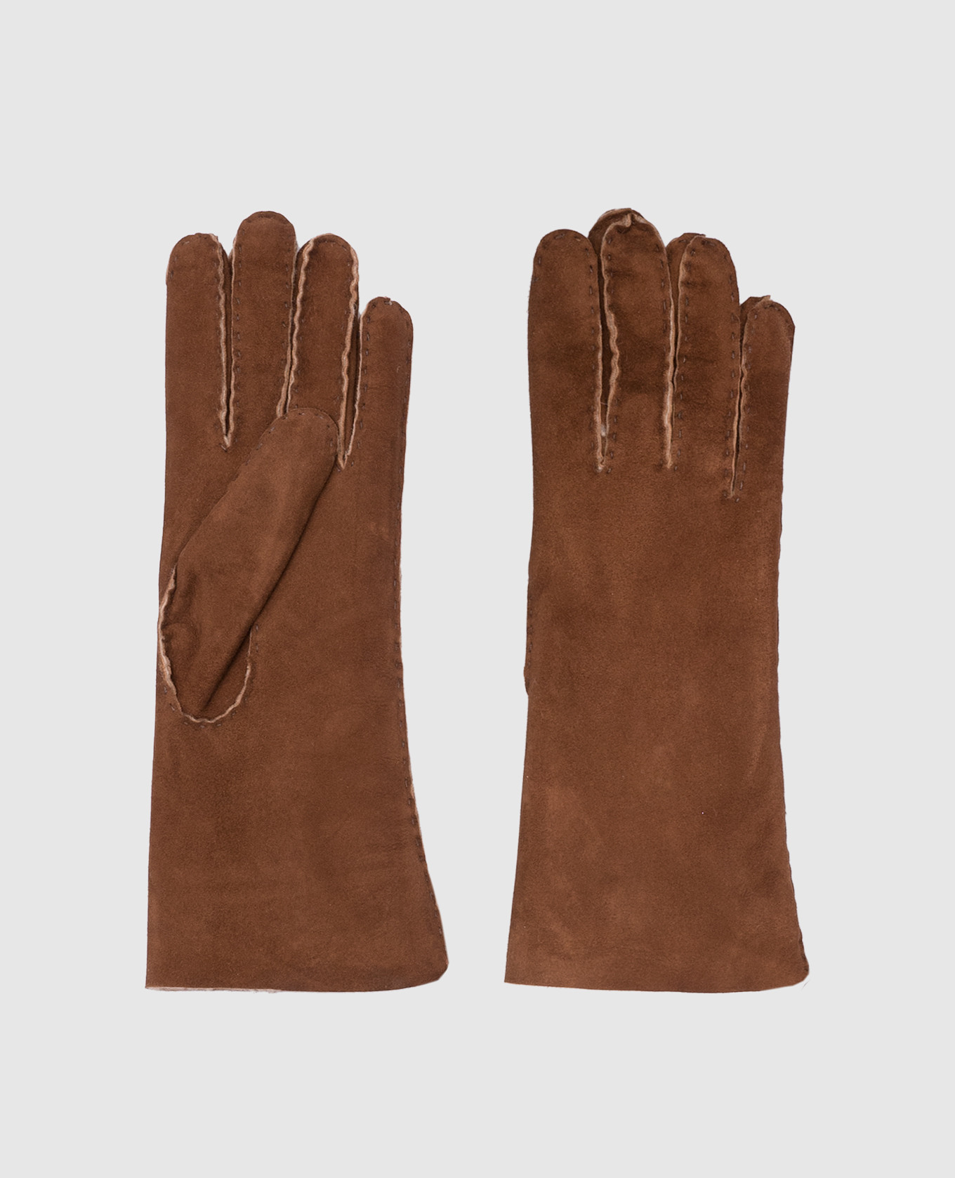 Коричневые замшевые перчатки