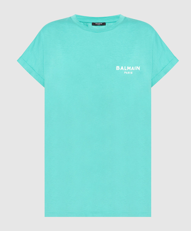 Balmain Green t-shirt with textured logo AF1EF010BB01