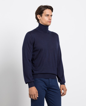 Brunello Cucinelli Темно-синий гольф из кашемира и шелка M2300103