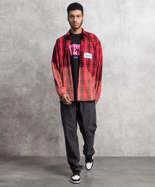 Vetements Красная рубашка в клетку с логотипом UE63SH190R изображение 2