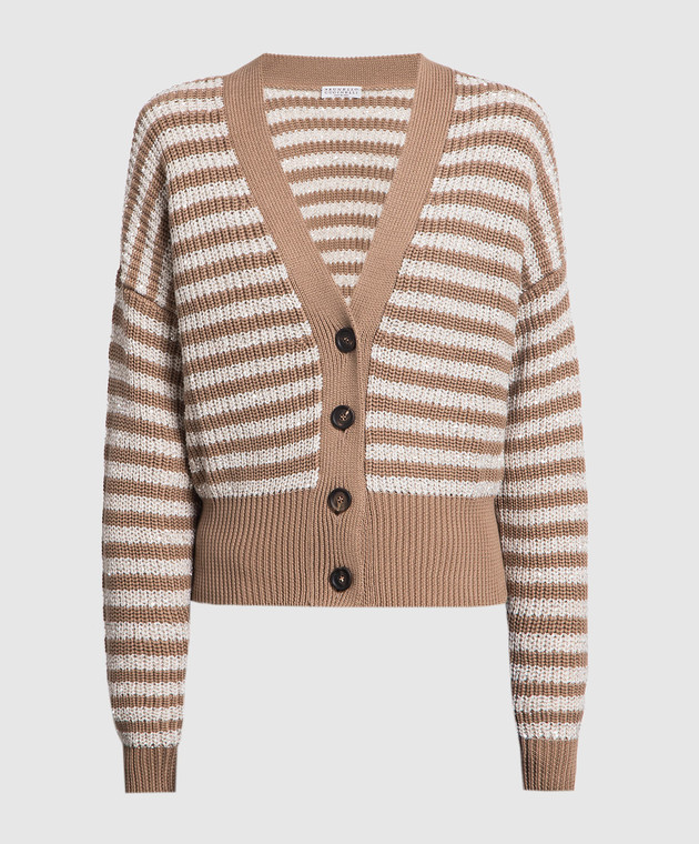 Brunello Cucinelli Brown striped cardigan with sequins M19580226P