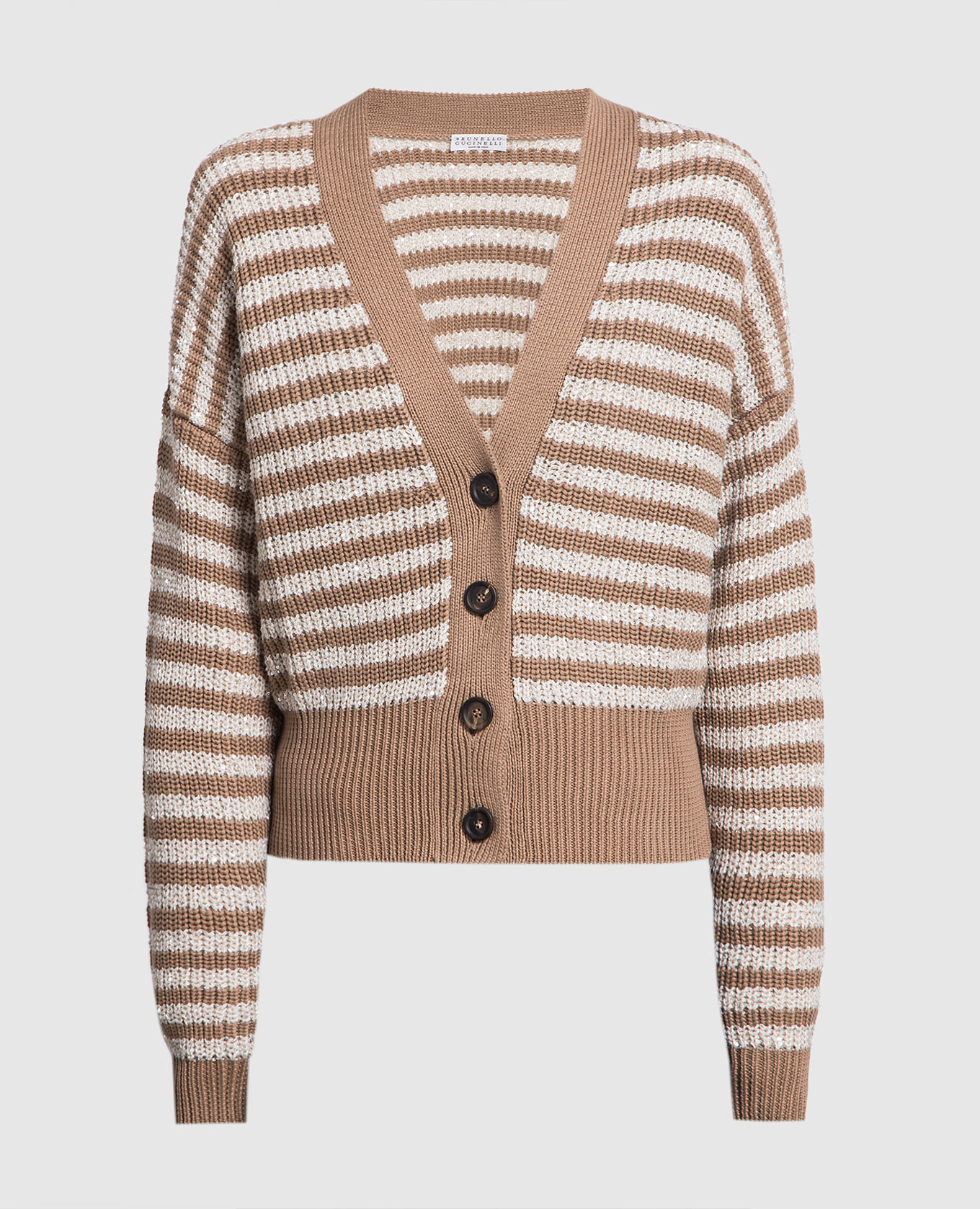 Brown striped cardigan with sequins