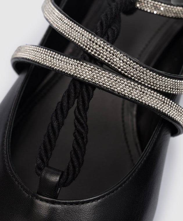 Peserico Black leather slingbacks with monil chain E39567C0R09828 image 5