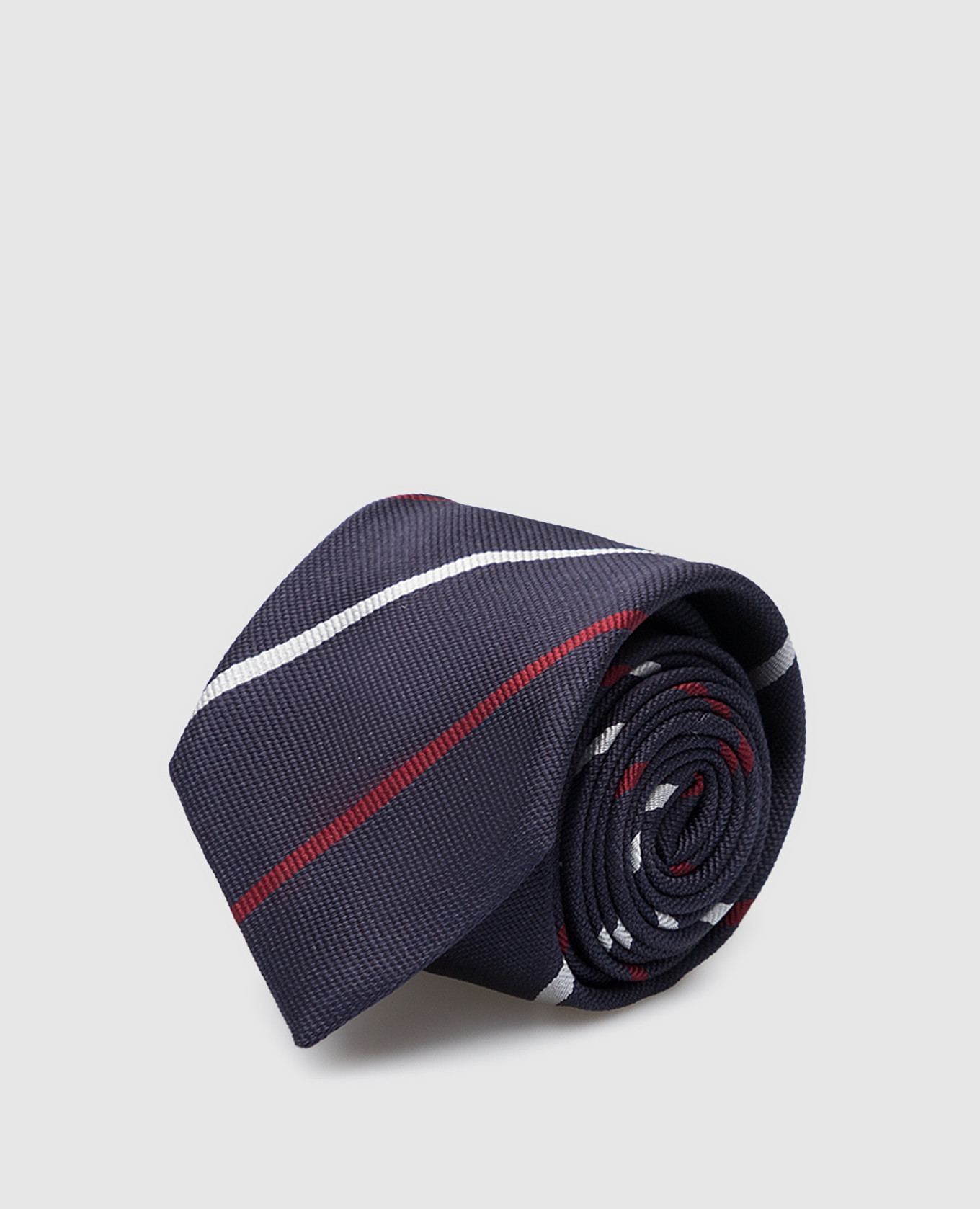 Детский темно-синий галстук из шелка в полоску