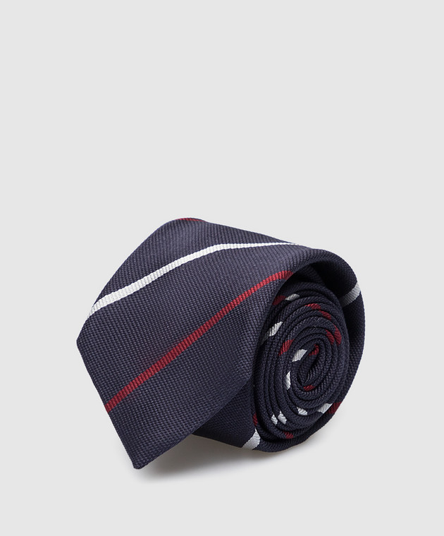 Stefano Ricci Children's dark blue striped silk tie YCH30104