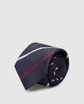 Stefano Ricci Детский темно-синий галстук из шелка в полоску YCH30104