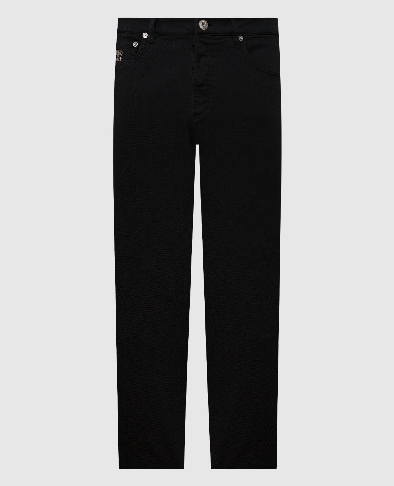 Black tapered pants with logo patch