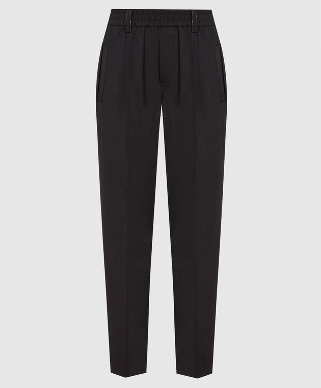 Brunello Cucinelli Black pants with monil chain M0W07P7811
