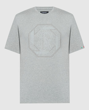 Stefano Ricci Серая меланжевая футболка с монограммой логотипа MNH4103010803CO