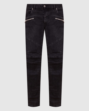 Balmain Чорні джинси з ефектом потертості YH1MG005DB67