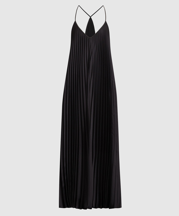 Brunello Cucinelli Black pleated dress with monil chain ML172A5070