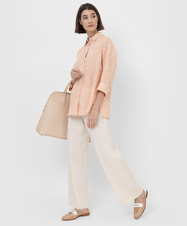 Max Mara Weekend Льняная рубашка Nebula в полоску NEBULA изображение 2