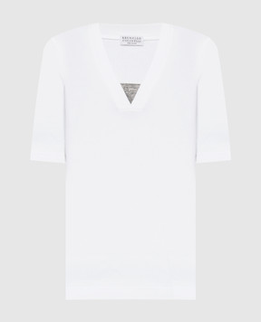 Brunello Cucinelli Біла футболка з ланцюжком моніль M0TC8EL692