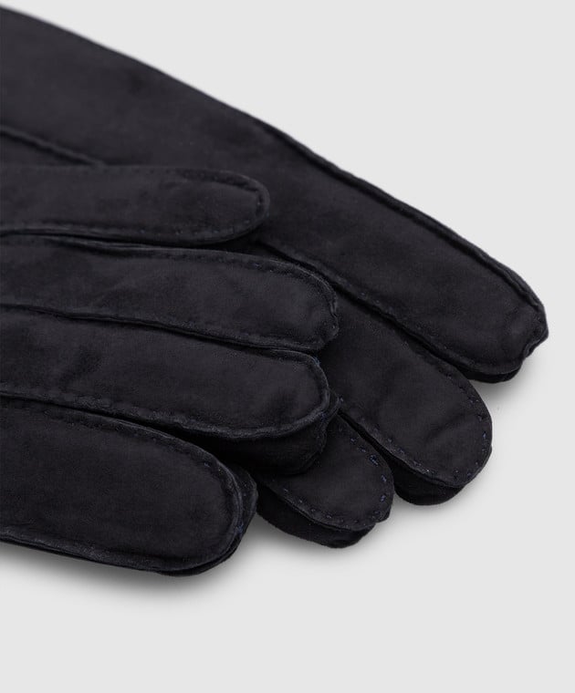 Enrico Mandelli Темно-сині рукавички із замші та хутра норки 00ISEO5816 зображення 3