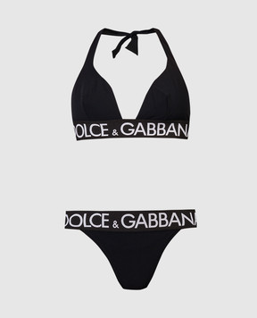 Dolce&Gabbana Чорний купальник з контрастним логотипом O8B67JONP71