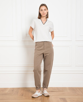 Brunello Cucinelli Сіра футболка з ланцюжком моніль M0T18BD222