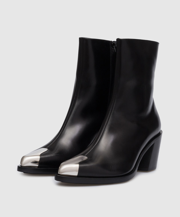Alexander McQueen Чорні шкіряні ботильйони Punk з металевою вставкою 709986WHSWD зображення 2