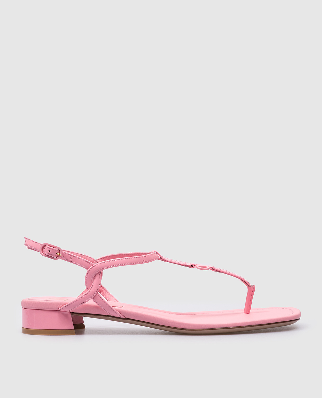 Pink patent leather sandals with VLogo Signature logo