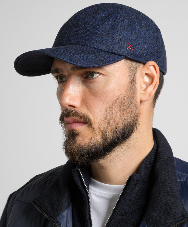 ISAIA Blue wool cap with logo embroidery BRT0118238R image 2