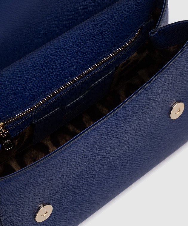 Dolce&Gabbana Синя шкіряна сумка-трапеція Sicily BB6002A1001 зображення 4
