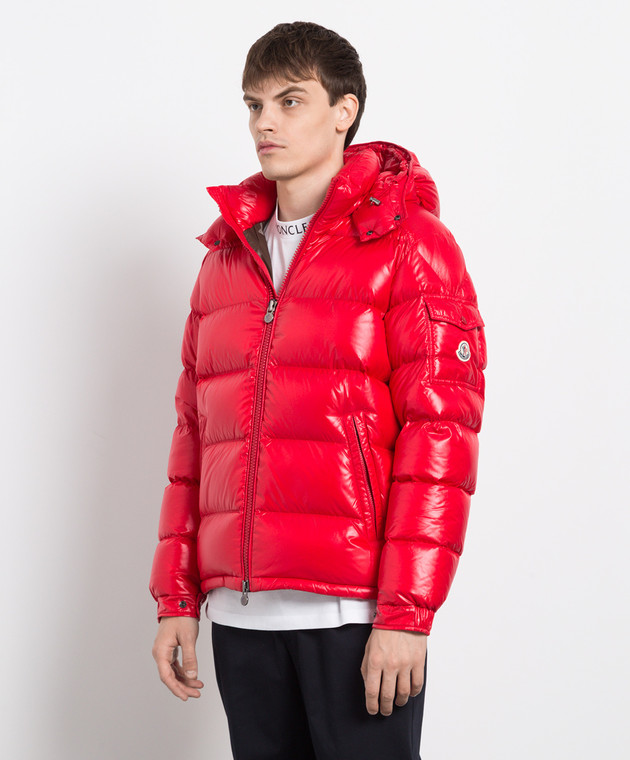 Moncler - Красный стеганый пуховик Maya с нашивкой логотипа