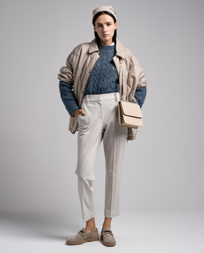Brunello Cucinelli Серые брюки с цепочкой мониль MP526P8397
