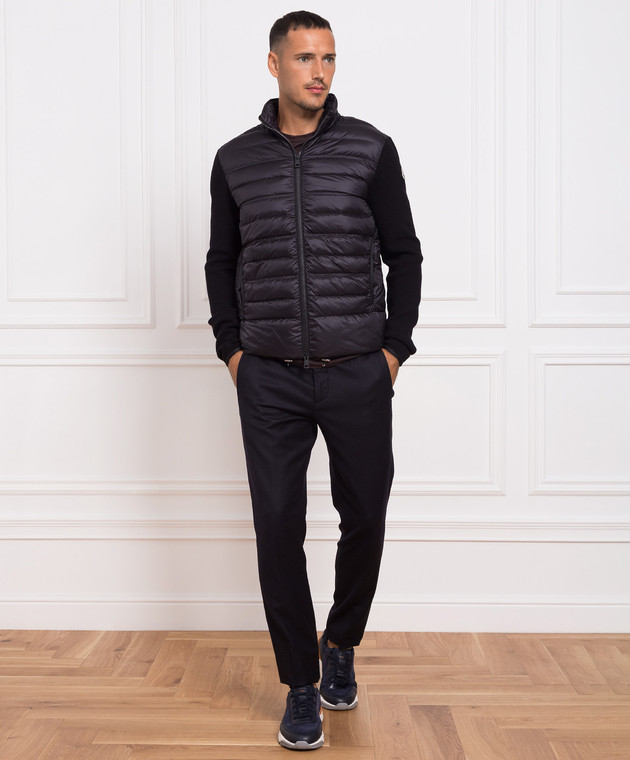 Moncler Черный комбинированный кардиган с нашивкой логотипа 9B00006M1122 изображение 2