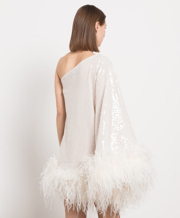 Taller Marmo Белое платье мини со страусиными перьями SS2320 изображение 4