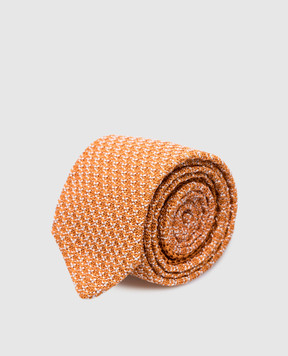 Stefano Ricci Детский оранжевый галстук из шелка с вышивкой монограммы логотипа. YCRMTSR8189