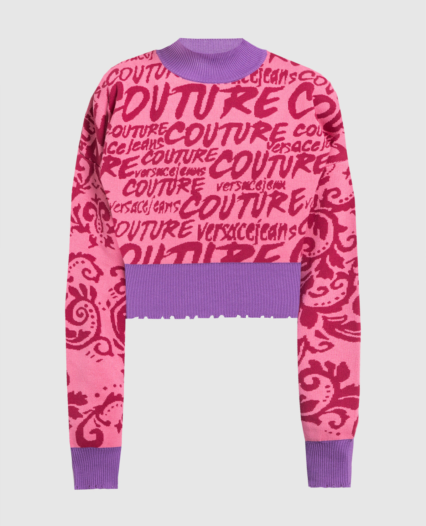 

Розовый свитер в жаккардовый узор LOGO BRUSH COUTURE, Свитера
