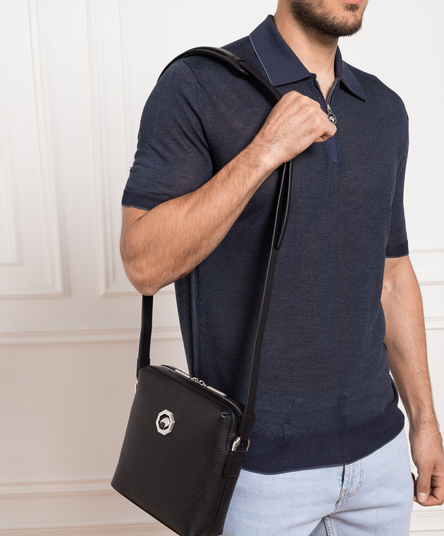 Stefano Ricci Black leather shoulder bag with logo ND155TPVDVH image 2