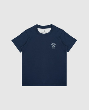 Brunello Cucinelli Детская синяя футболка с логотипом B0T61T104A